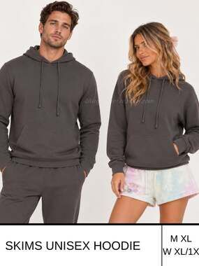 MSRP: $99 | SKIMS Men Charcoal Gray Cotton Lounge Hoodie | Unisex XL–Women's 1X